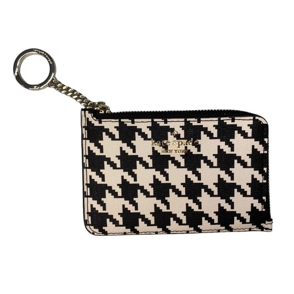 kate spade Handbags - Kate Spade Houndstooth Zipped Keychain Cardholder Black & White